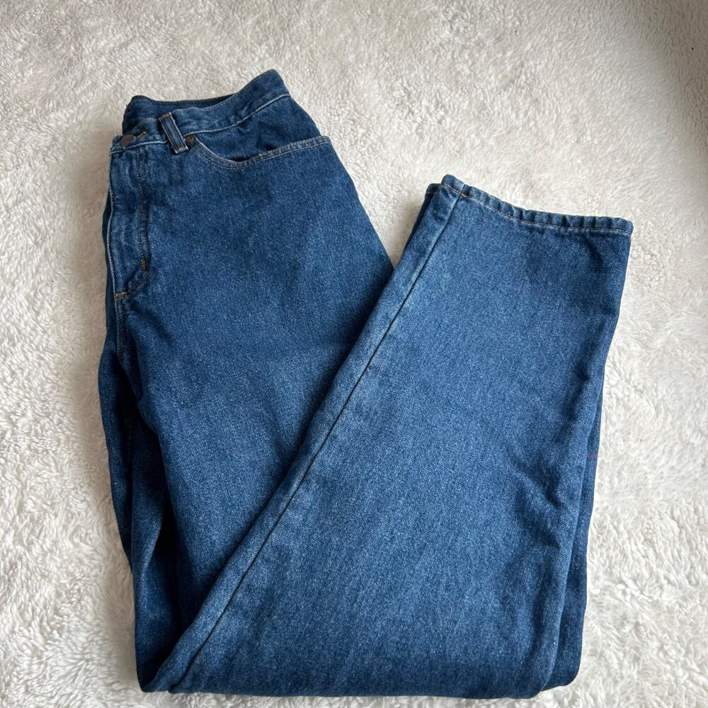 L.L.Bean Jeans Womens 12 Blue Relaxed Straight Fleece Lined Farmer Work Outdoors